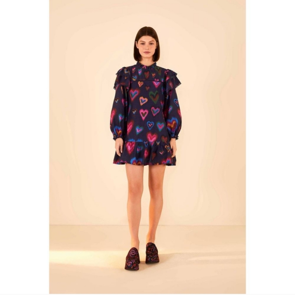 FARM Rio Multicolor Heart Print Mini Dress - Picture 13 of 13